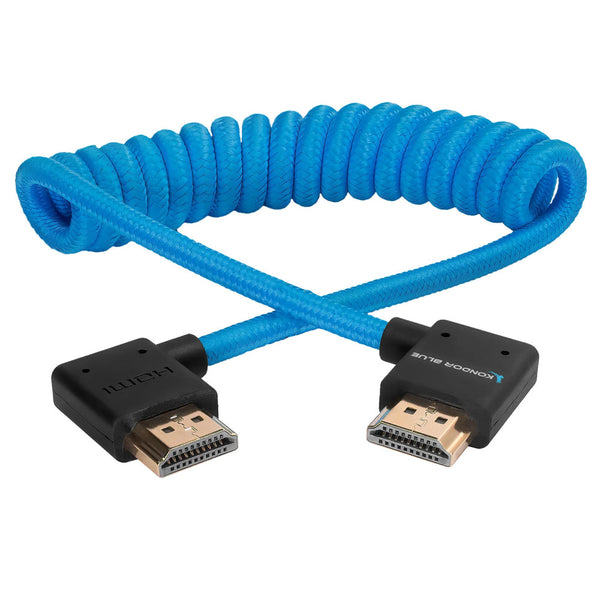 Kondor Blue Coiled 12-24" Right-Angle HDMI Cable