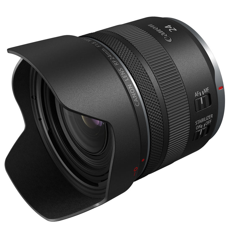 Canon RF 24mm f1.8 Macro IS STM with optional lens hood