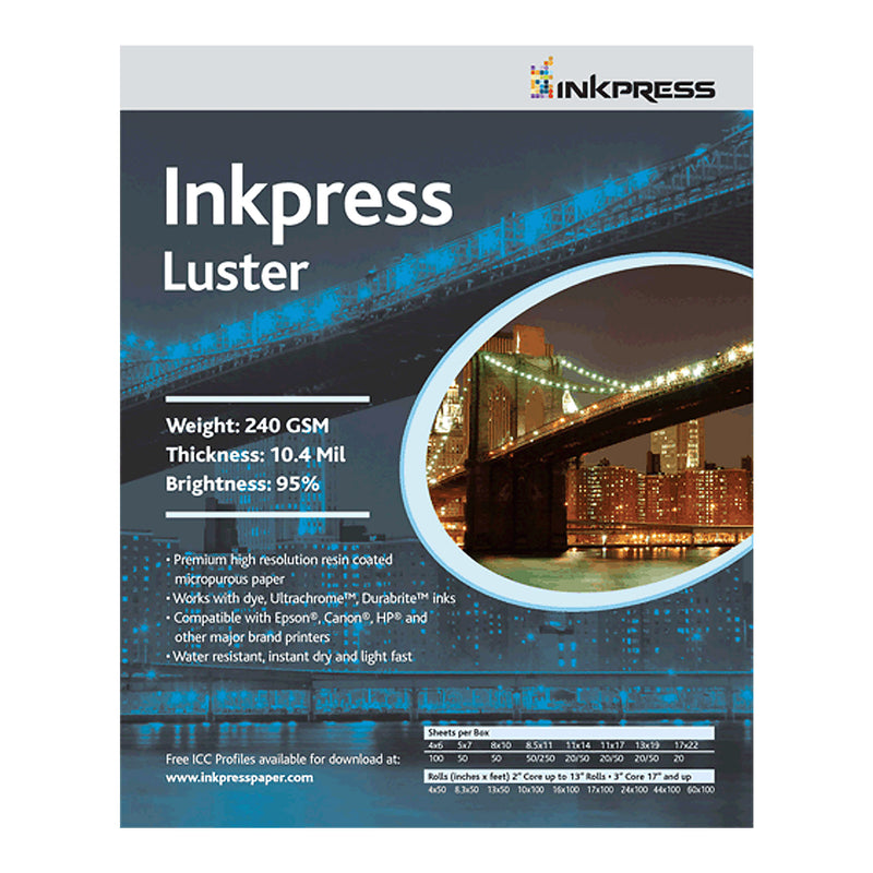 Inkpress 13" x 19" Luster 240GSM Photo Paper - 50 Sheets