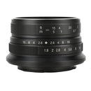 7Artisans 25mm f1.8 black compact lens for Micro 4/3 cameras with fast aperture and aluminum body