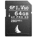 Angelbird AV PRO SD V60 MK2 64GB memory card with 280MB/s speed for high-resolution photography and video.