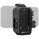 Atomos Ninja Phone Co-Processor attached to iPhone with HDMI and USB-C ports for professional video recording and streaming