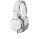 White Audio Technica ATH-M20x professional monitor headphones with cushioned earcups and adjustable headband designed for studio tracking and mixing
