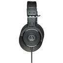 Audio Technica ATH-M30x professional monitor headphones with black design, collapsible earcups, and single-side cable for studio and field recording use