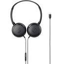 Audio Technica ATH-S120C black USB-C wired on-ear headphones with in-line mic and controls, fold-flat design, compatible with iOS and Android devices