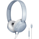 Audio Technica ATH-S120C wired on-ear USB-C headphones with in-line mic and controls in light violet.