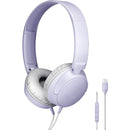 Audio Technica ATH-S120C USB-C on-ear headphones in light violet with in-line mic and controls.