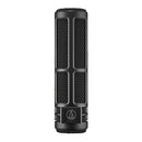Audio Technica ATV-SG1 shotgun microphone mounted on camera for clear, high-resolution audio recording