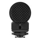Audio Technica ATV-SG1LE compact on-camera shotgun microphone attached to camera for professional audio capture