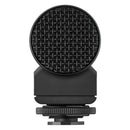 Audio Technica ATV-SG1LE compact on-camera shotgun microphone mounted on DSLR camera for professional sound capture