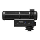 Audio Technica ATV-SG1 shotgun microphone mounted on camera for professional audio recording