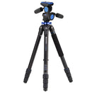Benro Mach3 AL Series aluminum 4-section tripod with 3-way head and twist locks
