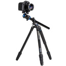 Benro System Go Plus Series aluminum tripod with camera mounted and adjustable legs for studio and travel use