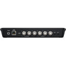 Blackmagic ATEM SDI Pro ISO live production switcher rear view with power, ethernet, USB, SDI inputs/outputs, and microphone ports
