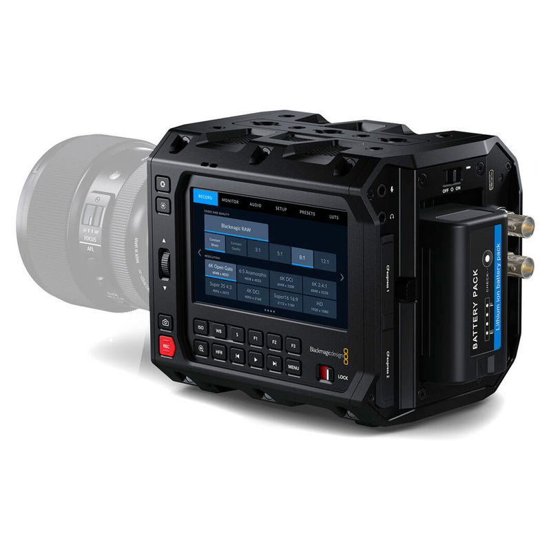 Video camera with a monitor displaying interface on a white background