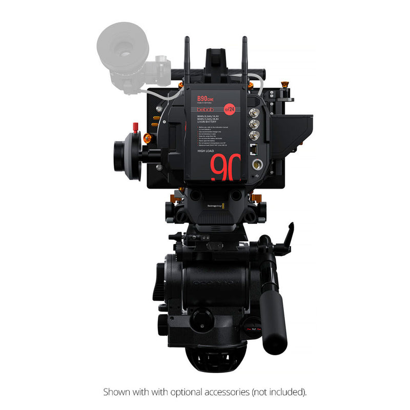 Camera mount with additional accessories on a white background