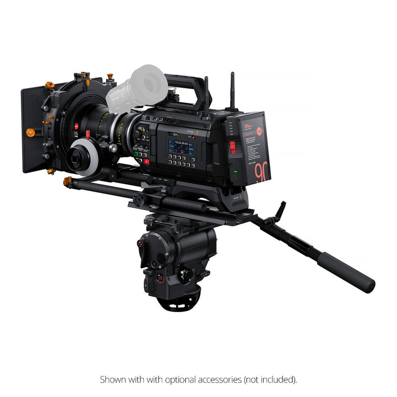 Professional video camera on a white background