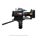 Professional video camera with monitor on a white background