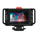 Blackmagic Studio Camera 4K Plus G2 front view with 7-inch display and control knobs for live production filming