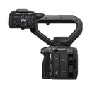 Compact Canon EOS C50 cinema camera body with detachable top handle and built-in XLR audio inputs, USB-C, HDMI, and Wi-Fi connectivity