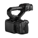 Compact Canon EOS C50 cinema camera with 7K full-frame sensor, detachable handle with XLR inputs, and advanced autofocus features