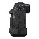 Side view of Canon EOS R1 professional full-frame camera showing ports and controls