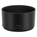 Canon ET-77 lens hood for RF85mm F2 Macro IS STM lens, black cylindrical design to block glare and protect lens.