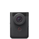Canon PowerShot V10 compact vlog camera with built-in lens and one-button recording in black.