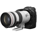 Canon RF 70-200mm f2.8 L IS USM Z lens mounted on Canon EOS R1 camera with white telephoto zoom barrel and tripod mount