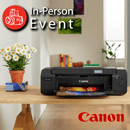 Canon Printer Demo Day in-person event promotional banner with date and location details