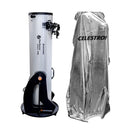 Celestron Weatherproof Telescope Cover protecting telescope from dew, dust, and rain with silver reflective fabric and adjustable drawstring