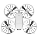 Top view of white DJI Flip drone with foldable full-coverage propeller guards and compact design