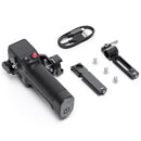 DJI Focus Pro Grip with magnetic damping dial, full-color touchscreen, and accessories including USB cable and mounting hardware
