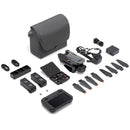 DJI Mavic 3 Pro drone fly more combo with triple-camera system, remote controller, batteries, propellers, filters, and carrying bag.
