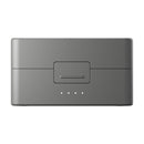 Compact gray DJI Mic 3 Charging Case with LED battery indicators and secure latch for two transmitters and one receiver storage and charging.