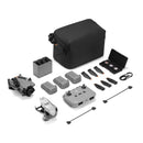 DJI Mini 5 Pro Fly More Combo with drone, remote controller, batteries, propellers, ND filters, charging hub, cables, and carrying case.