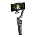 DJI Osmo Mobile 8P stabilizer with smartphone attached on a white background
