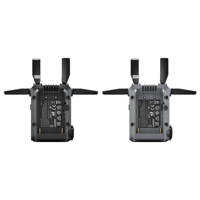 DJI SDR Transmission combo with dual compact transmitters featuring foldable antennas for long-range video transmission and high stability