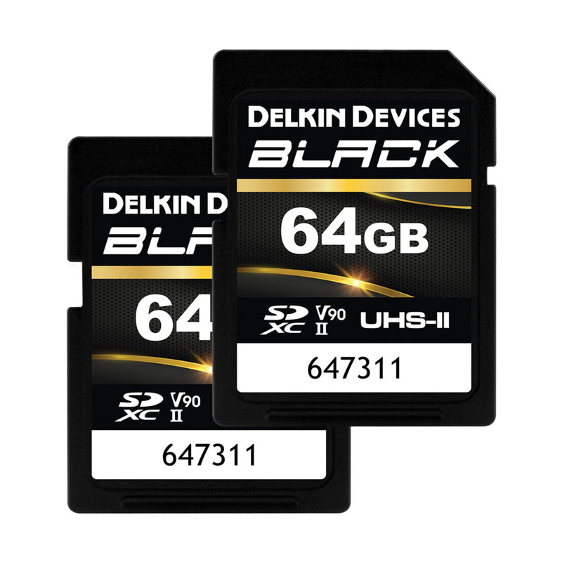 Delkin Black 64GB SDXC UHS-II V90 U3 - 2 Pack