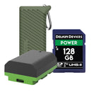 Re-Fuel NP-FZ100 USB-C Battery with Delkin Power 128GB SDXC Memory Card and PGYTECH Card Reader Case