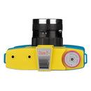 Diana F+ Camera in yellow with black lens and retro design, part of the CMYK Edition with vibrant colors and built-in flash