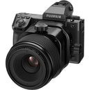 FUJIFILM GF 110mm tilt-shift macro lens mounted on a professional camera for close-up photography with distortion control
