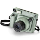 FUJIFILM Instax Wide 400 analog instant camera in green with wide format lens and shoulder strap