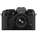 FUJIFILM X-T50 mirrorless camera with XC15-45mm lens, film simulation dial, and compact design