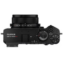 FUJIFILM GFX100RF Camera top view with dials and lens controls in black compact design