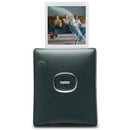 FUJIFILM INSTAX SQUARE Link smartphone printer in Midnight Green printing a square photo