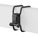 GoPro GUMBY Flexible Mount attached to white railing with rubber twist ties and rotating base