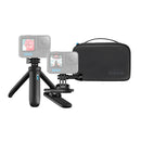 GoPro Travel Kit with Shorty mini extension pole tripod, magnetic swivel clip, and black carrying case