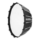 Godox QR-P150T Quick Release Parabolic Softbox with compact design and Velcro-attached diffuser for uniform lighting in small-space video production