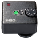 Godox iM30 compact on-camera flash with adjustable power dial, pocket-sized design, and black textured finish
